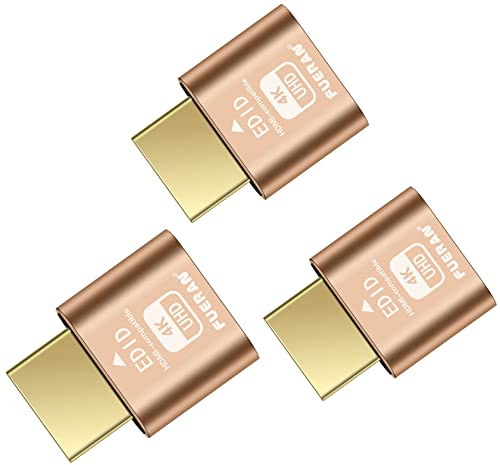 FUERAN Dummy Plug Headless Ghost Display Emulator DDC EDID Emulator Fake Display HDMI-compatible 4K@60Hz-3Pack
