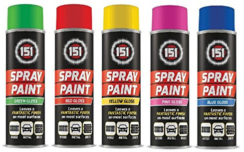 Gloss Spray Paint Set 250ml (Red, Green, Yellow, Pink, Blue) - By PAJEE ™