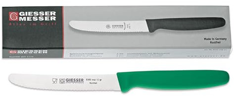 Giesser seit 1776 - Made in Germany - Tomatenmesser 6er Set grün, Klinge 11 cm, rutschfest, kleines Universalmesser spülmaschinenfest, rostfrei