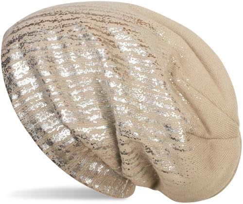 styleBREAKER Unisex Beanie Mütze Metallic Fleece Futter 60cm | Slouch Longbeanie. elastisches Material. Bundweite 26cm. Höhe 28cm. Einheitsgröße. winterfest. weiche Haptik.