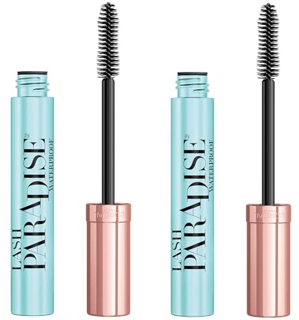L'Oreal Paris Voluminous Makeup Lash Paradise Waterproof Mascara, Voluptuous Volumen, Intense Länge, Feathery Soft Full Lashes, No Smudging, No Clumping, Black, 0.25Fl Oz (2 Stück)