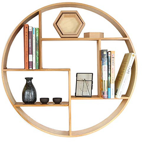 Étagère à Cadre Cubes Suspendue Support à Fleurs décoratif Porte-Livres Moderne Etagères flottantes à 4 Couches Étagère Murale Ronde Rustique en Bois avec Crochet pour arrière pour Chambre, Cuisine