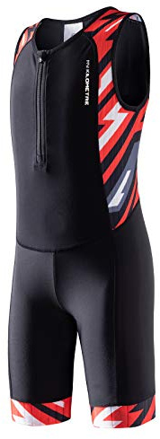 MY KILOMETRE Youth Core Triathlon Race Suit Boy Spring Competition Training Suits (Red, Medium)