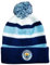 Man City Bronx Turn Up Knitted Bobble Hat Sky Navy White One Size