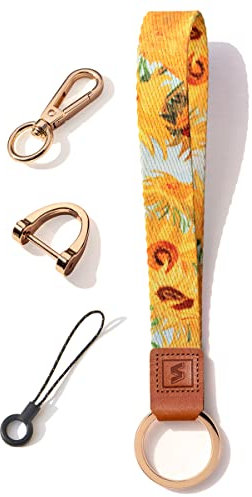 SENLLY Schlüsselband Wristlet Keychain Lanyard Strap Handschlaufe Schlüsselanhänger mit echtem Leder, für Schlüssel, Mobile Handys Telefon, Kamera, Charms