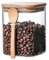 YISPIRIN (1000ml/35.2fl oz) Square Glass Sealed Storage Jar with Wooden Spoon Coffee Beans Box Large Capacity Food Container Transparent Grain Cereals Tank