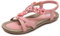 Onsoyours Sandales Femmes Plates, Chaussures Été Tongs à Talons Plats Claquettes Nu Pieds Semelle Compensée Confortable Bout Ouvert pour Filles Plage B Rosee B Rose 36 EU