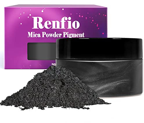 Renfio Epoxidharz Farbe Mica Pulver, 3.5oz/100g Schwarz Metallic Farben Pigment Pulver for Nagellack, Badebombe, Resin DIY, Kerze, Seife - Schwarz