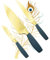 Impresionante juego de cuchillos de cocina de color dorado satinado de 3 piezas, 9 cm, utilidad de 12 cm, cuchillos de chef de 15 cm, ultra modernos, afilados, con revestimiento de titanio, cuchillos