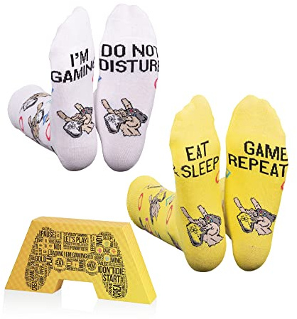 CREA SOCKS Unisex Funny Lustige Socken, Gaming 2 Paar, 7