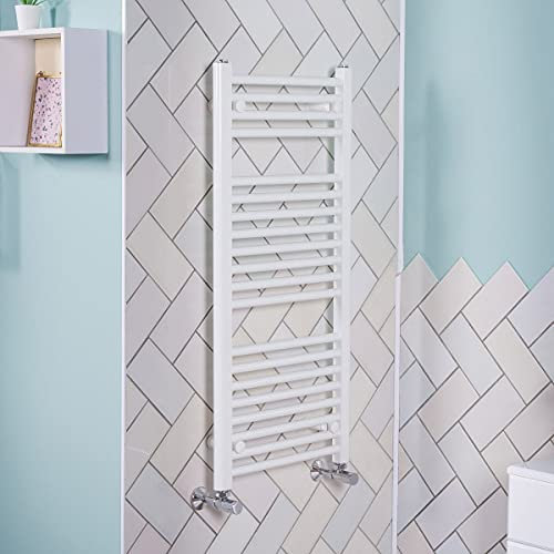 Warmehaus Moderner, gerader Handtuchhalter, beheizt, 970 x 450 mm, Handtuchwärmer, Zentralheizung, Weiß