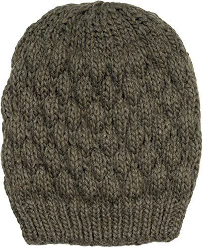 styleBREAKER Damen Strick Beanie Mütze mit Bubblemuster, Einfarbige Winter, Raspberry Pattern Strickmütze 04024193, Farbe:Oliv