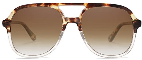 SOJOS Sonnenbrille Herren Damen Retro, Vintage Polarisiert Verspiegelt Groß Eckig 70er Jahre Rechteckig Unisex UV400 Schutz Brille SJ2174, Schildkröte&Braun/Braun
