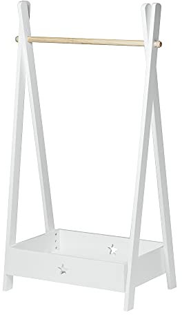 Garde-Robe pour Enfant Meuble de Rangement pour Vêtements de Style Tipi MDF Bambou 126 x 73 x 43 cm Blanc