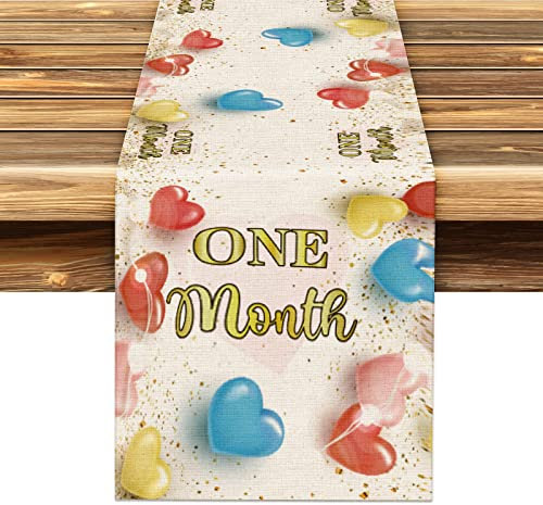 One Month Tischläufer Garten Tischset Platzset Flagge, Baby Jungen Mädchen 1 Monat Half Year 30 Tage Geburtstag Party Decór, 183 x 33 cm