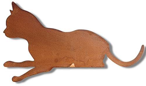Rostikal Katzen Gartenfigur Kantenhocker 45 x 24 cm Zimmer Deko Wohnzimmer Gartendeko Rost