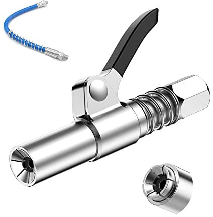 Grease Gun Coupler,10,000 PSI Greases Gun Couplers with Double Handle,Strong Lock and Quick Release Grease Tips Ends Couplers,Compatible with All Grease Guns 1/8 NPT Grease Guns (Single Handle)