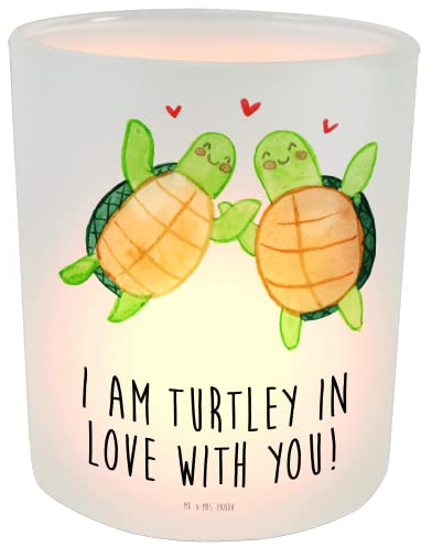 Mr. & Mrs. Panda Teelicht Schildkröten Paar - Geschenk, Heiratsantrag, Teelichter, Teelichtglas, Teelichthalter, Windlicht Zur Hochzeit,