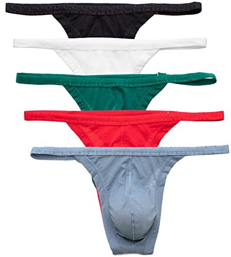 Summer Code String Ficelle en Micro Maille Homme Slip sous-vêtements Respirant en Extensibles Taille Basse G-String, Lot de 5 Multicolore, XXL