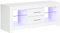 HOMCOM Mueble para TV de 55 con luces LED de 12 colores y mando a distancia, mueble de salón de madera con estantes de cristal, 120 x 40 x 50 cm, blanco