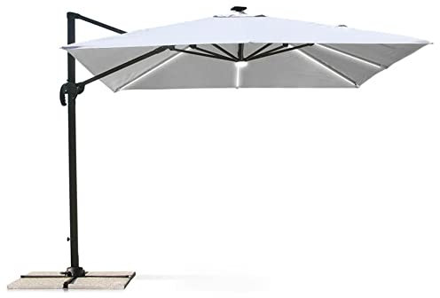 Ombrellone giardino anti uv con Luce Solare Led quadrato 3x3m braccio alluminio Paradise