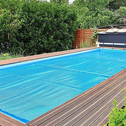 IBOWZ Pool Cover Swimming Pool Solar Cover Solar Pool Cover Mat, Heating Pads Solar Rectangle Hot Tub Insulation Blanket for Above Ground Pools, Easy Set, for Backyard Yard Outdoor