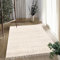 payé Hochflor-Teppich Wohnzimmer Cream Läufer - 80x400cm - Meliert mit Fransen - Weiche Schlafzimmer-Teppiche für gemütliche Wohnatmosphäre