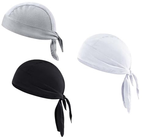 dinghaole 3 Pcs Bandana for Men Skull Cap - Quick Dry Sports Headband for Cycling, Skating, and Running - UV Protection Beanie for Sports Hiking Climbing