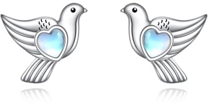 Vogel Ohrringe 925 Sterling Silber Mondstein Tier Ohrstecker Geschenk Mondstein Schmuck für Damen Mädchen
