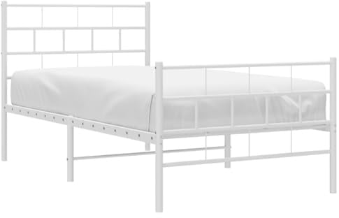vidaXL Bettgestell mit Kopf- und Fußteil Metall Weiß 90x200 cm