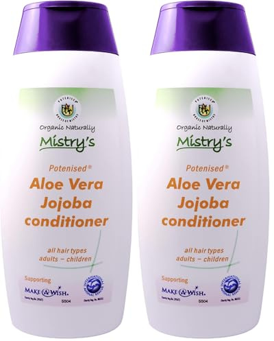 Mistry's Aloe Vera Jojoba Conditioner 200ml - Natural Hair Care, Gentle, Strengthening & Nourishing - Suitable for All Ages and Hair Types, Additive Free, Vegan, (Pack of 2)