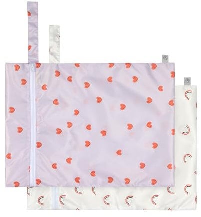 LÄSSIG Nasstasche wiederverwendbar für Kind Baby 2 Stück/Wet Bag Happy Rascals Heart
