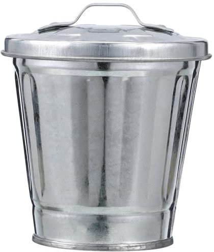 PRETYZOOM 1 mini poubelle pour pots de fleurs, seau, poubelle avec couvercle, bac à fleurs en zinc, bac à fleurs en fer, poubelle en émail, en fer, mini ordures, bureau, panier à fleurs,