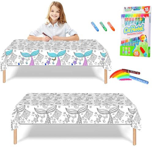 Rouleau de papier à dessin pour enfants avec 18 bâtons de peinture couleur pour enfants (sirène)