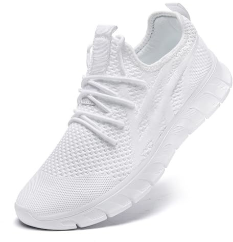 LANGFEUU Sneaker herr löparskor sneakers tennis löpning skor sportskor fritid gator löparskor mode lätta andas promenadskor fitness utomhus jogging skor 39–46 EU, Vit, 42 EU