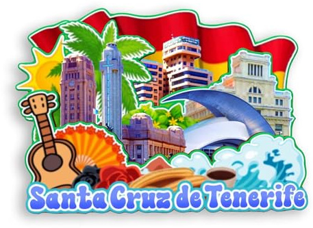 Quwsne Kühlschrankmagnet Santa Cruz de Teneriffa Spanien Kühlschrankmagnet Stadt Reise Souvenirs Touristengeschenke 3D klassische Sehenswürdigkeiten handgefertigt Handwerk Heimdekoration -1431