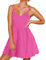 FANCYINN Donna con Scollo a V Abiti con Spalline Senza Maniche Abito Floreale Senza Maniche con Volant Rosso Rosa M