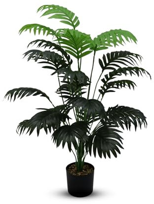 Generisch SKD Artificial Palm Tree 90 cm Artificial Plant Fan Palm Large Artificial Palm Tree Fern Palm Tree Like Real with Pot Decoration