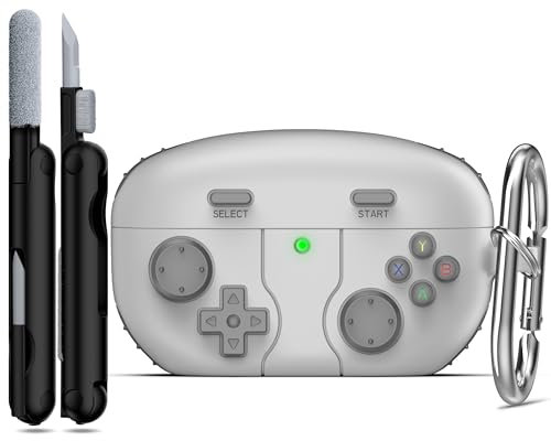 RFUNGUANGO Kompatibel mit Sony WF-1000XM5-Hülle, weiche Silikon-Schutzhülle, Schutzhülle mit Spielekonsolen-Thema (kompatibel mit Sony WF1000XM5 True Wireless Earbuds),Hellgrau