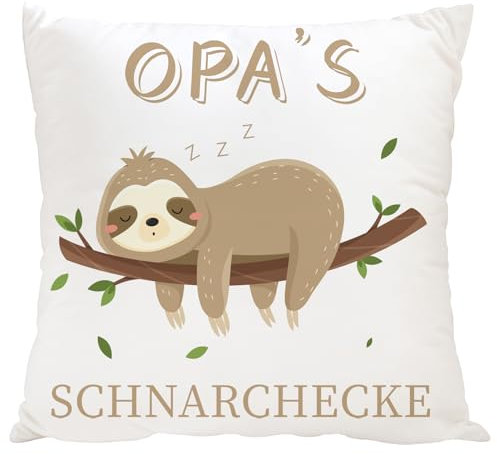 Moosono Geschenke für Opa Faultier Kissen mit Spruch Opa's SCHNARCHECKE Kissenbezüge Faultier Geschenk für Vatertagsgeschenk Geburtstag Weihnachten (45 * 45m, Ohne Füllung)