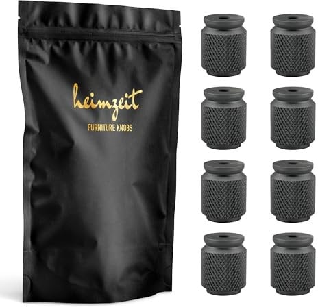 heimzeit Cabinet Knobs for Doors, Drawers, and Dressers Made of Aluminium [8 Pieces, Ribbed] Color: Dark Grey, Stylish Design, Furniture Knobs with Single Hole Grip and Screws