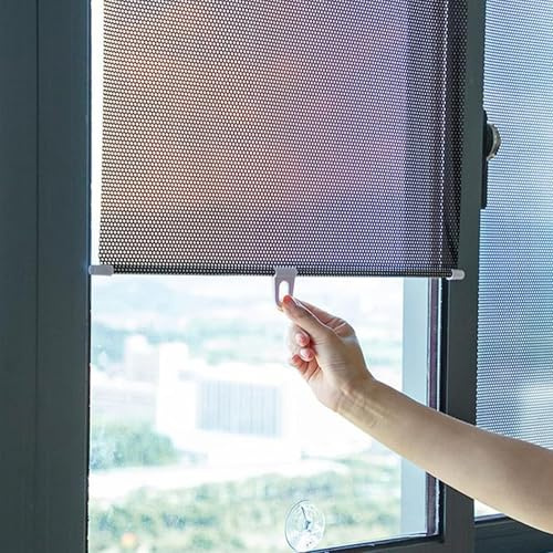 VSHENG Blackout Blind Shade With Suction Cups Indoor Roller Blinds Temporary Portable Thermal Insulated Window Cover Curtain For Rooms, Living Room, Kitchen，Bathroom, Car Privacy Curtain(50x125cm)