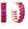 Mesovor Gold Zirkonia Creolen Ohrringe für Damen und Mädchen, 18 Karat Vergoldete Creolen in C-Form, Schmuck für Party, Abschlussball (Dunkel Rosenrot)