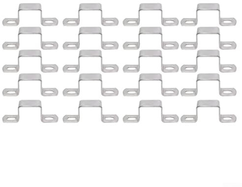 20Pcs 304 Stainless Steel Pipe Clips, Two Hole Tube Strap Tension Clips, U-Tube Clamp Saddle Clips, Tension Tube Clip Clamp For Pipe Fixing