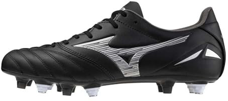 Mizuno IV Mix Soft Ground Chaussures de football rugby pour homme, noir/argenté, 44 EU