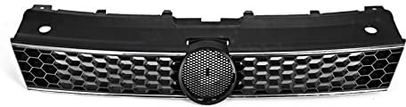 NIKISO Auto-Kühlergrill Für V&W Für Polo 6R 2009-2014 Auto Frontstoßstange Grill GTI Style Honeycomb Red Line ABS Racing Grill(Silver Line)