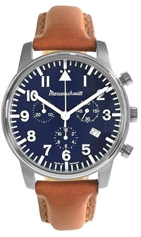 Messerschmitt Herren-Fliegeruhr Chronograph Braun/Blau ME-4544P-L