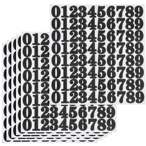 PATIKIL 480 Pcs 6 Sheets Mailbox Numbers, 1 Inch Waterproof Vinyl Black Mailbox Numbers for Outside Self Adhesive Stickers for Address House