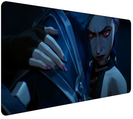 Arcane League of Legends - Grand tapis de souris de jeu XXL 900 x 400 mm - Dessous en caoutchouc antidérapant - Bords cousus - Pour PC, ordinateur portable, grande protection de bureau étendue pour la