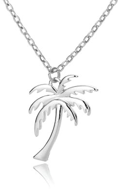 JPXXFM Collier de palmier pour filles pour femmes, plage argent sterling plage vague de palmier collier pendentif